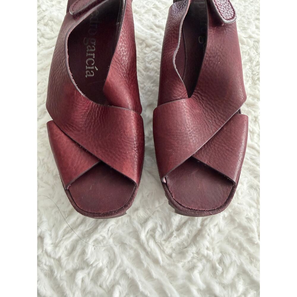 Pedro Garcia Federica Burgundy Leather Suede Platform Wedge Sandals Lagenlook - Picture 3 of 8